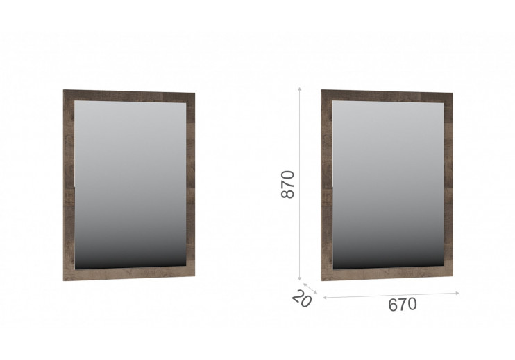  Прихожая Стокгольм Зеркало навесное Дуб гранж песочный/Железный камень