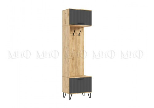 ФЛЭШ ПРИХОЖАЯ ШКАФ С ВЕШАЛКАМИ (БРАШ ГРАФИТ, ДУБ КРАФТ)