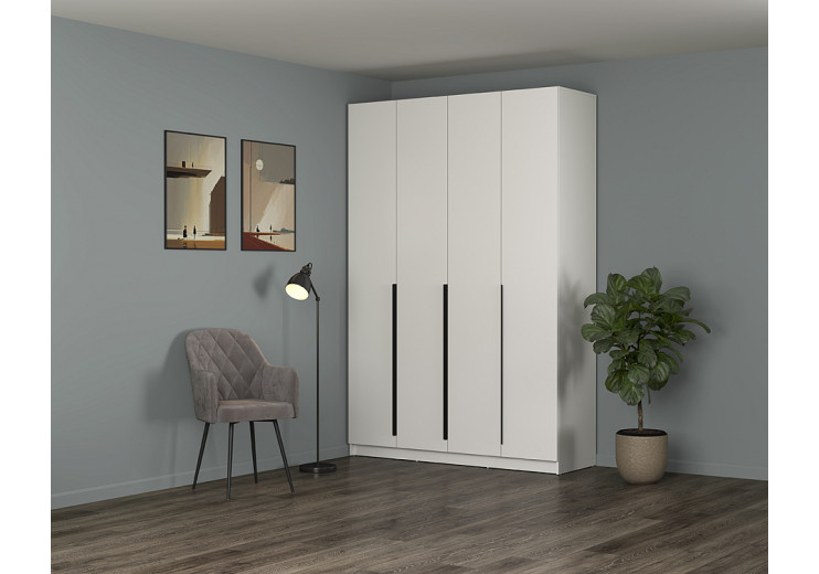 Шкаф для одежды 67.13 "Брандо" (4-х дв.)  (белый / ДВПО: белый / фасад: ЛДСП белый)				